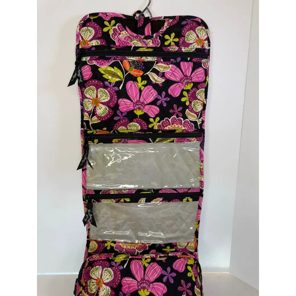 Vera Bradley Travel Bag Flutterby Pink Purple Black Hanging Accessory Carryall